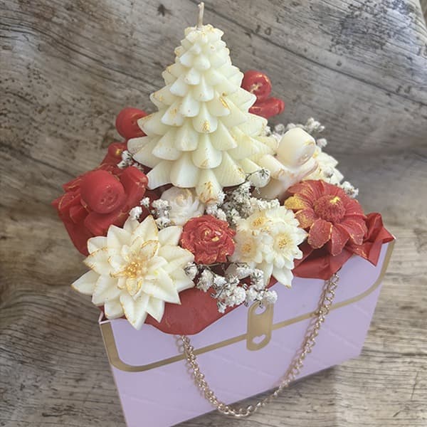 bouquet fondant parfumé rouge blanc - bouquet fondant parfumé noël - bouquet fondants parfumés - composition fondant parfumé Noël