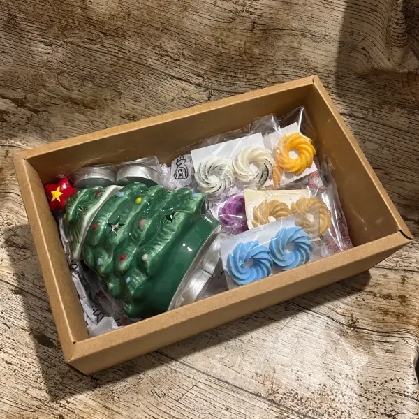 Coffret fondant parfumé Noel - Coffret cadeau Noel - Coffret cadeau fondants parfumés - Bruleur Noel - Coffret brule parfum noel - Brule parfin sapin de Noel - Coffret bougie Gourmande