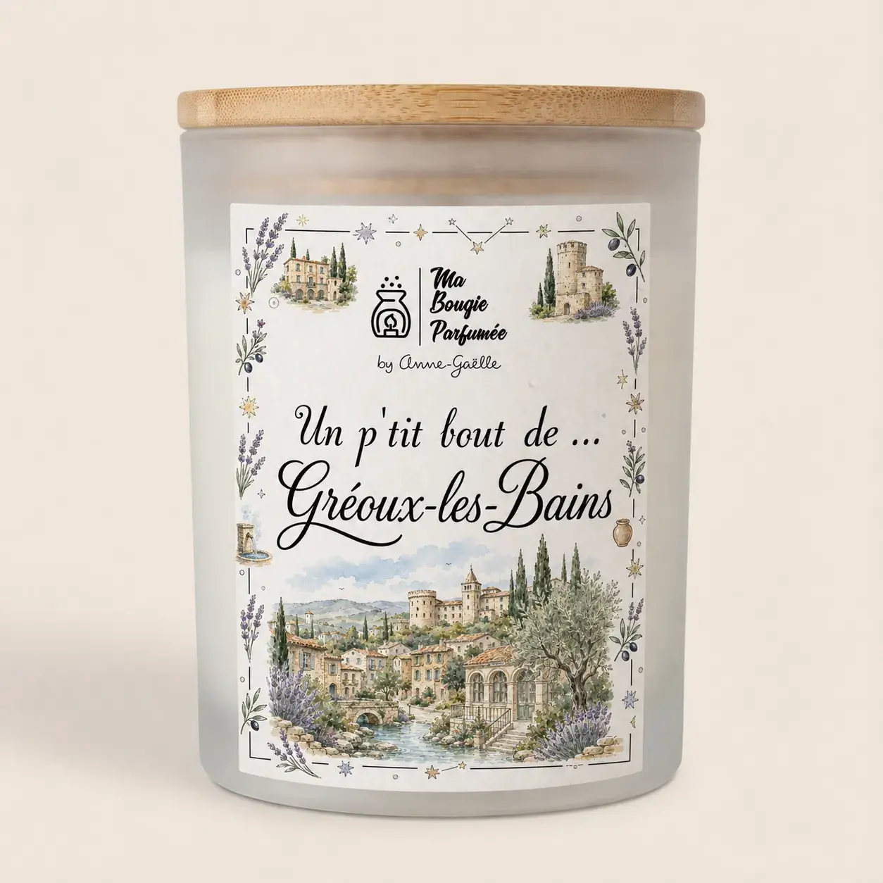 Bougie un p'tit bout de Gréoux les bains- Bougie Ville - Bougie gréoux les bains - Bougie personnalisée