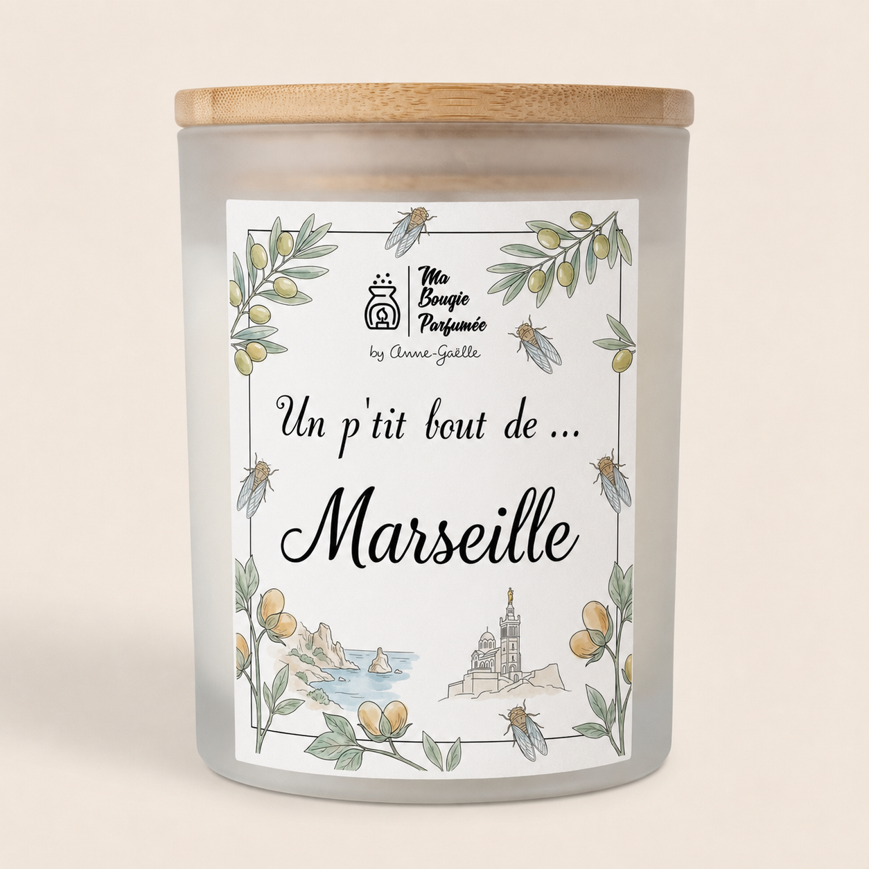 Bougie un p'tit bout de Marseille- Bougie Ville - Bougie Marseille - Bougie personnalisée